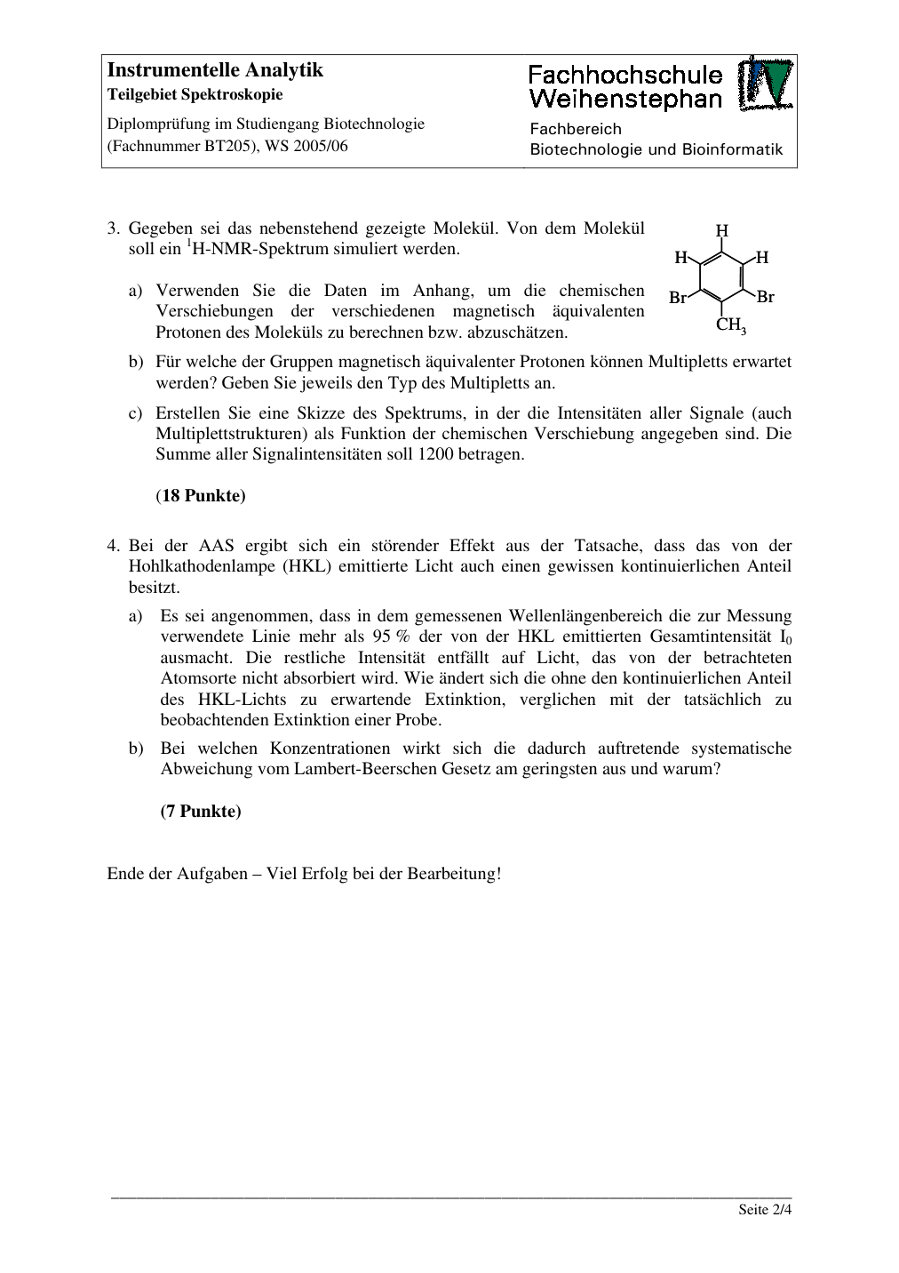 Originalseite der Altklausur mit der AAS-HKL-Aufgabe