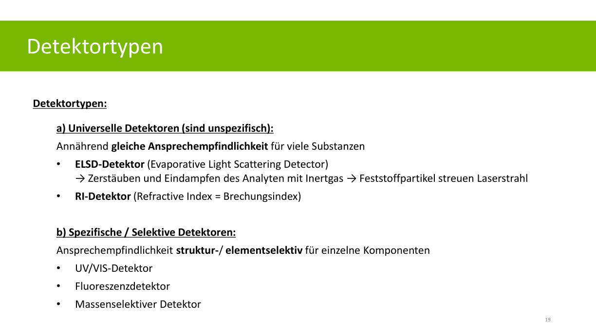 Originalfolie zu HPLC-Detektortypen